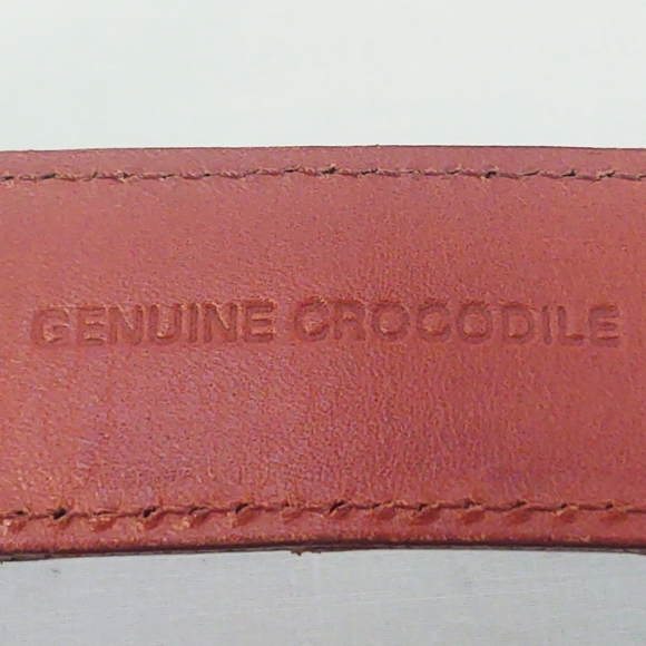Vintage Brown Crocodile Leather Belt with Silver Buckle - Picture 5 of 5